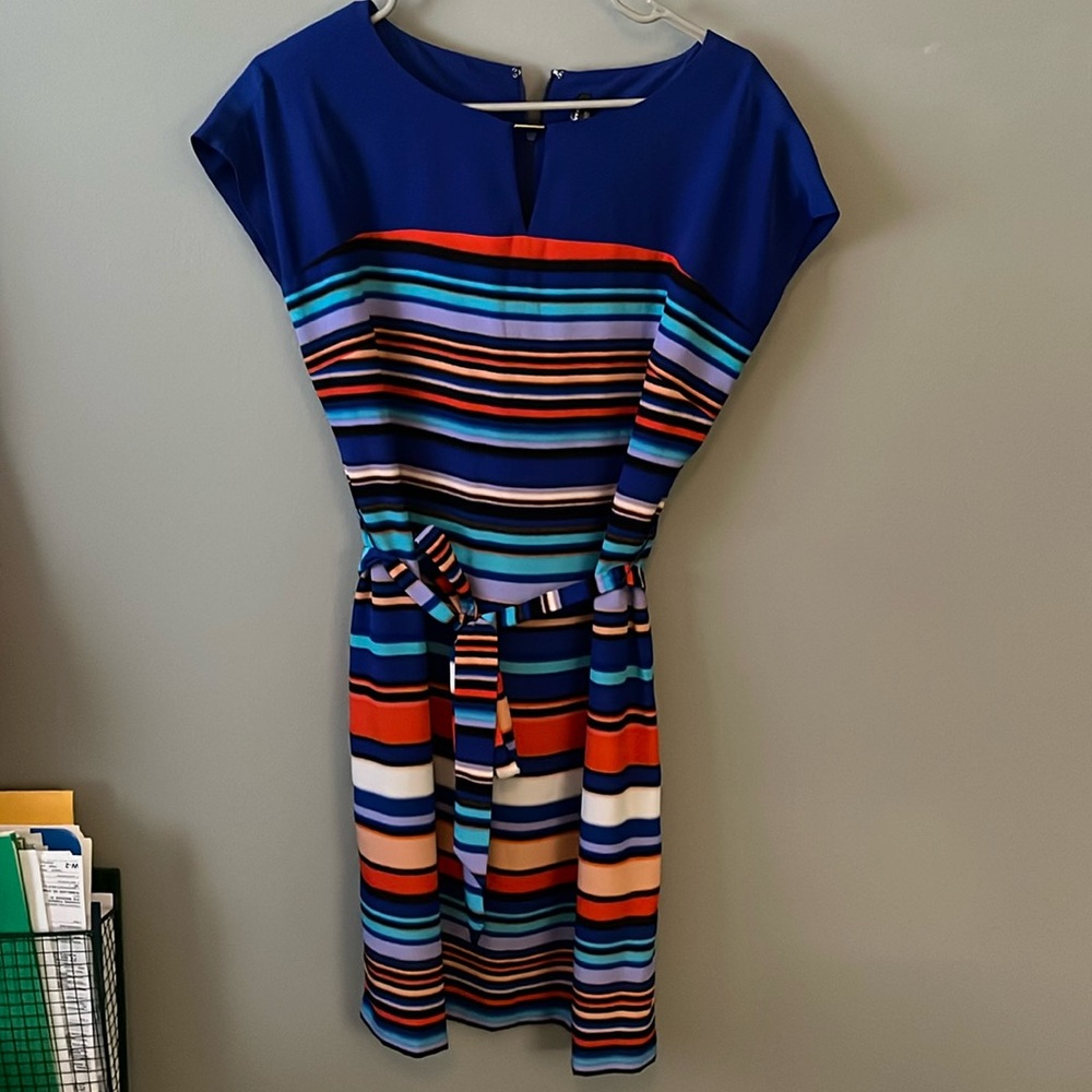 Beautiful striped semi-formal dress. Perfect for special occasions.
